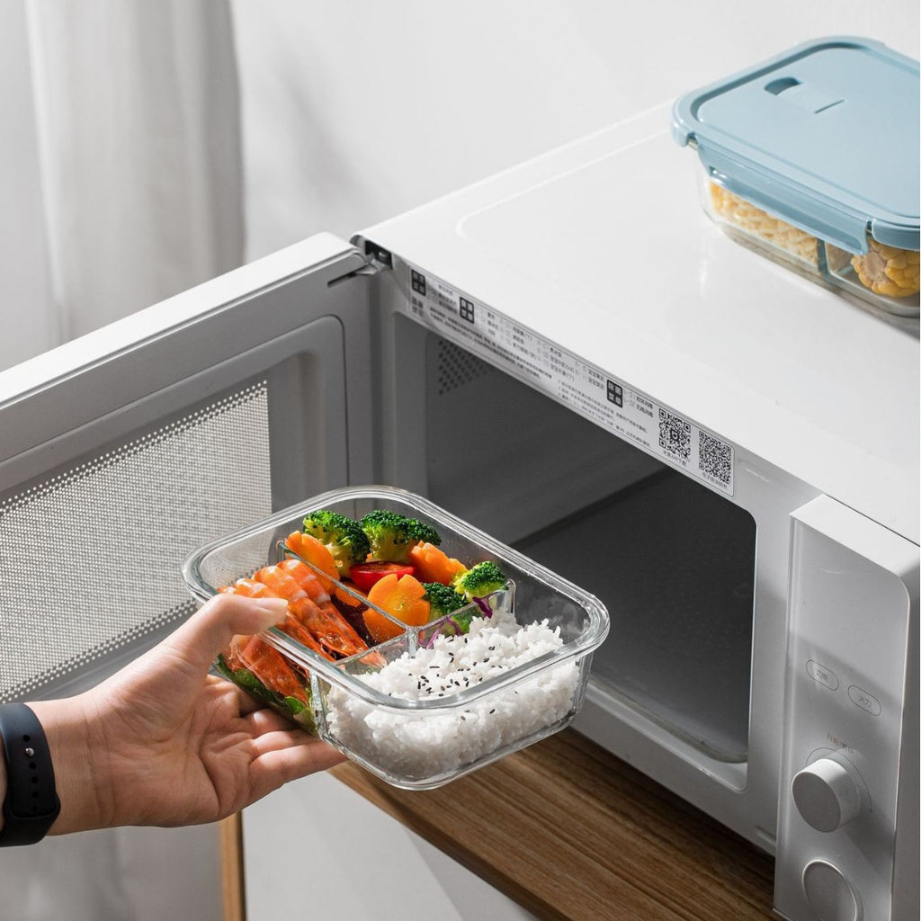 Glass Lunch Box Microwave Heating Special Lunch Box With Lid For Students And Office Students Sealed Fresh-keeping Separated Bento Bowl